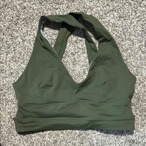 Born Primitive Green Halter Sports Bra with V-Neck